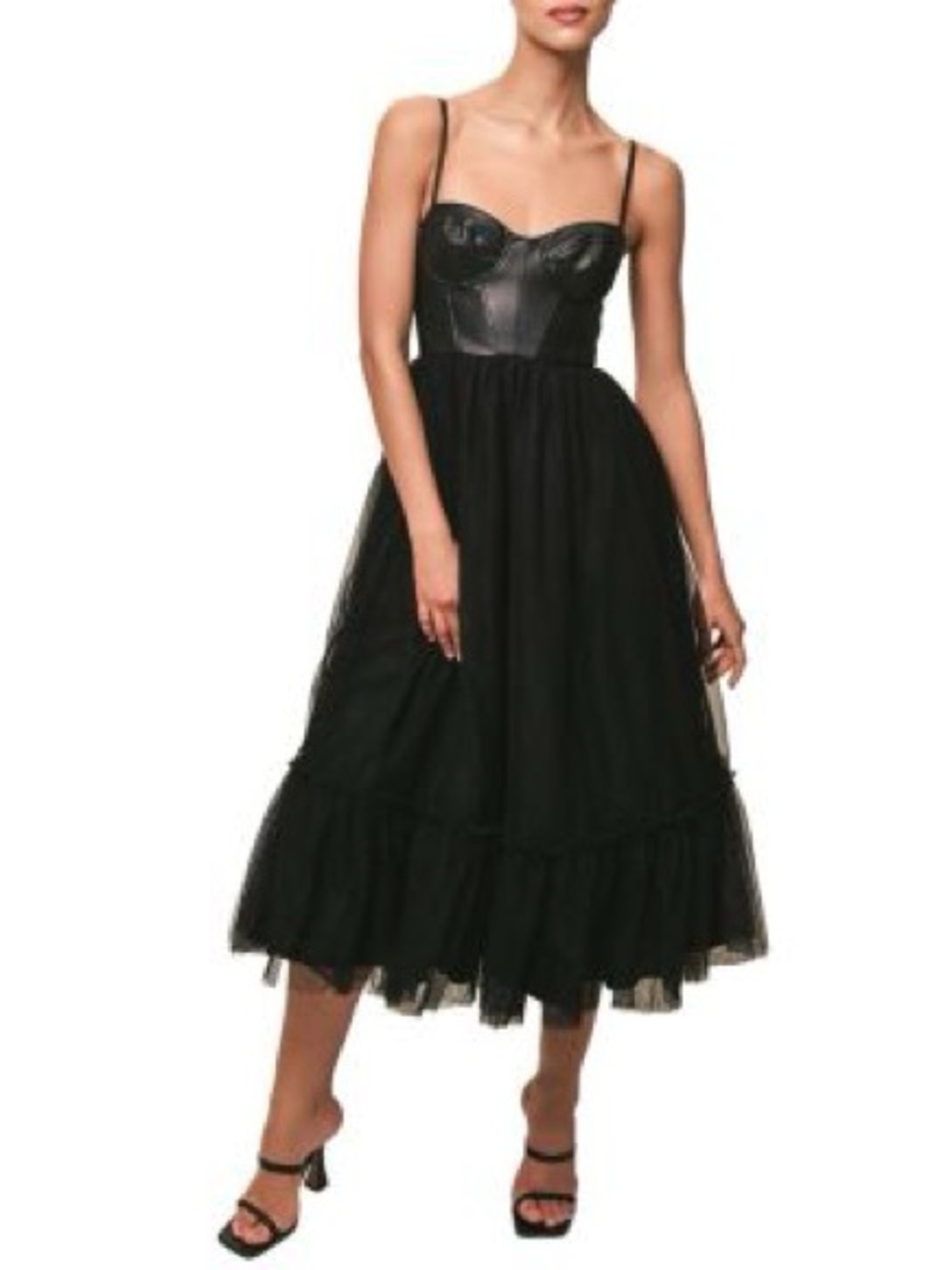 Hutch
Essex Faux Leather & Tulle Dress Midi Tulle Dress with Bustier Bodice